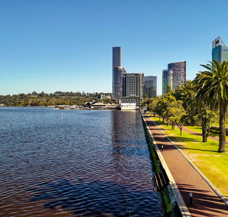 Perth city and Swan River