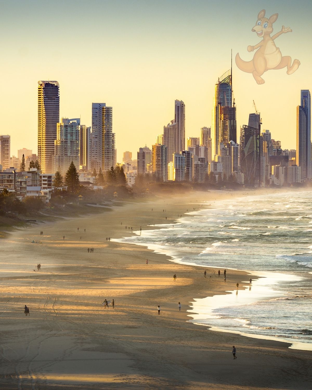 Gold Coast skyline and surf beach