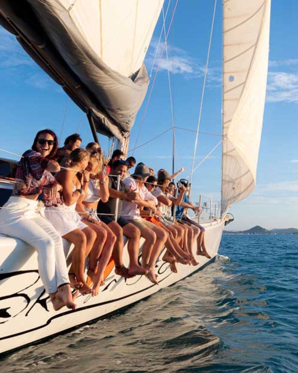 Family group on a private boat in the Whitsundays